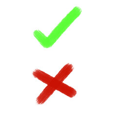 check mark and cross isolated on transparent background 