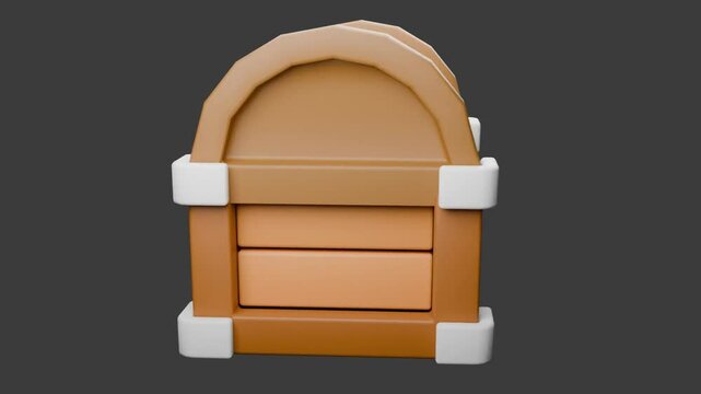 3d old Treasure Chest animation with simple background 