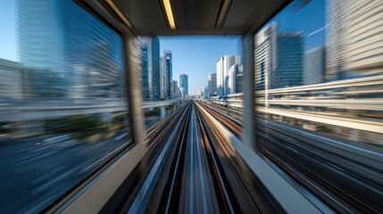 Fototapeta premium Motion Blur from a Tokyo Monorail.