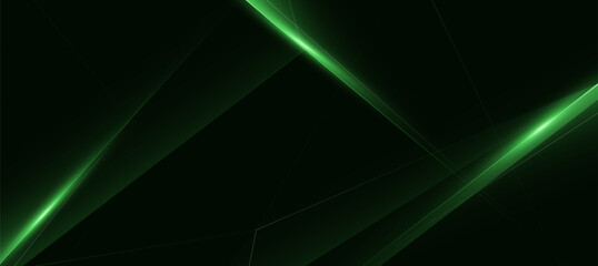 Abstract Green Light Lines with diagonal strip on dark Background