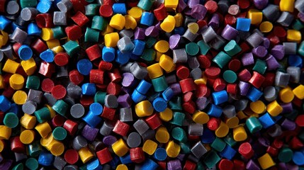 Multi colored plastic polymer granules.