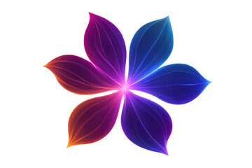 Glowing neon flower blooming against transparent backdrop, emitting luminous colors with dynamic graphic impact