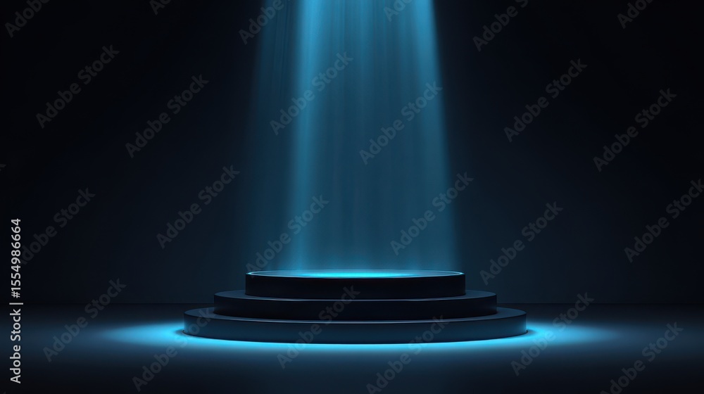 Poster stunning photo of dark blue stage podium 3d background product platform of empty scene presentation 