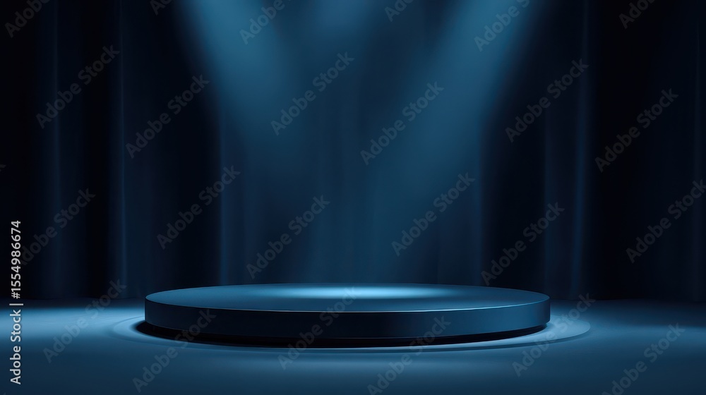 Aufkleber stunning photo of dark blue stage podium 3d background product platform of empty scene presentation 