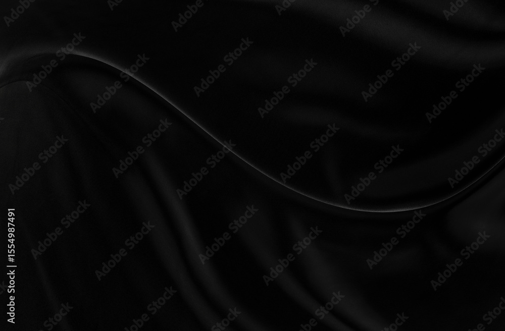 Poster Black gray satin dark fabric texture luxurious shiny that is abstract silk cloth background with patterns soft waves blur beautiful.