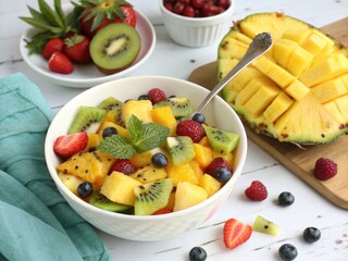 Vibrant tropical fruit medley fruit salad pineapple