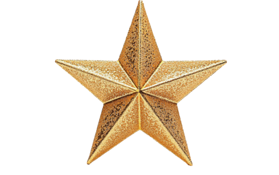Elegant and shiny gold star topper created to enhance the beauty and spirit of a traditional Christmas tree isolated on transparent background PNG