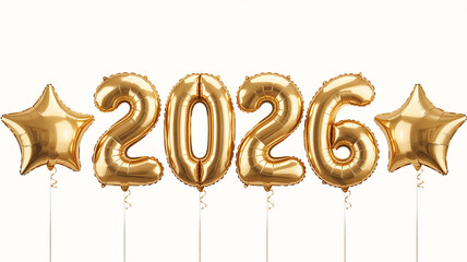 Golden 2026 Balloons for New Year Celebration