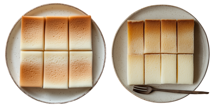 Set of Milk cake slabs with gradient color isolated on transparent or white  background