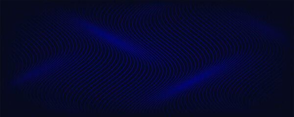 Abstract glowing wave lines on dark blue background. Dynamic wave pattern. Modern flowing wavy lines. Futuristic technology concept. eps 10