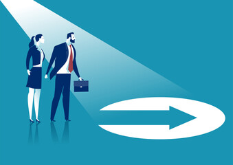Revealing a hidden arrow sign. The light and shadow shows the direction. Business vector illustration