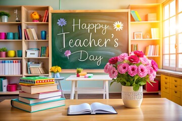 Imagine you're a student in this cozy, sunlit classroom on Teacher’s Day. 