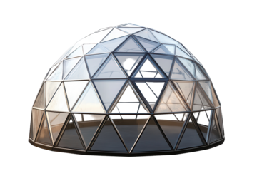 Geodesic dome structure showcasing modern architectural design isolated on a transparent background for versatile use in graphic projects