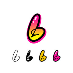 Logo letter L, graffiti alphabet font, set of four different art symbol for your brand name design, vector illustration 10 EPS