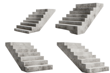 Modern concrete cement stair collection showcasing various designs and angles for architectural inspiration and interior design projects