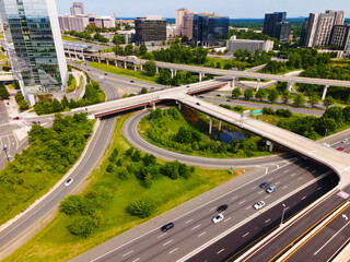 Urban sprawl in Virginia. City planning and transportation hub