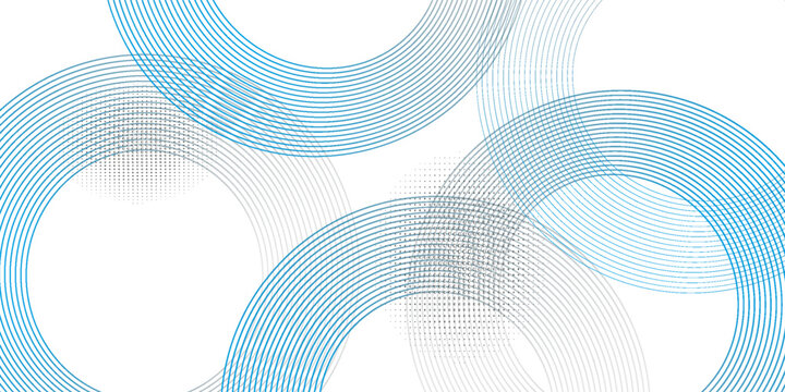 A minimalist abstract image featuring three overlapping navy blue concentric circles on a dark blue background.