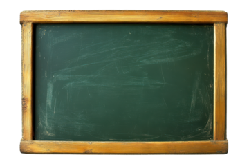 Empty green chalkboard with wooden frame ready for lessons in a classroom setting to inspire creativity and learning at any time of day