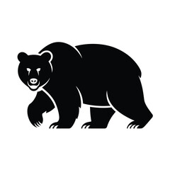 Obraz premium A black silhouette of a grizzly bear in profile view