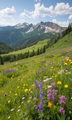 Naklejka premium alpine meadow with flowers