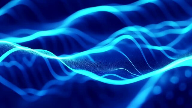 Abstract Blue Digital Waves Flowing Across Screen, Technology Background Animation minimal 50