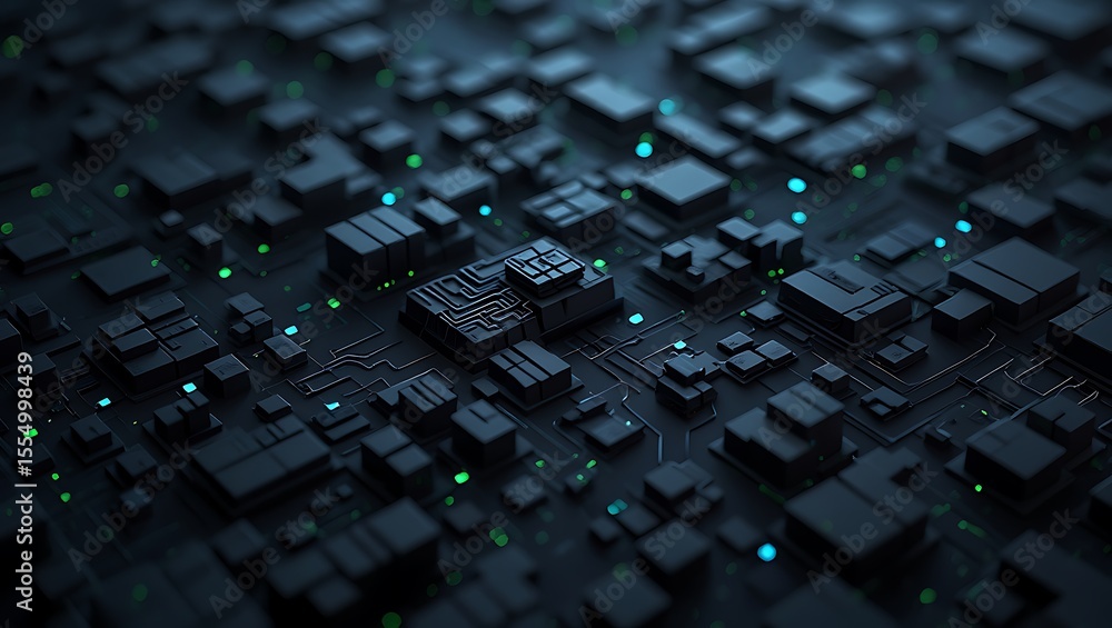Poster abstract digital grid futuristic technology circuit board pattern with glowing lights