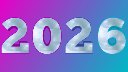 2026 New Year's Graphic with Clouds
