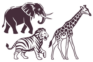 Fototapeta premium zebra and giraffe