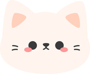 Cute Pastel Cat Face Illustration, Kawaii Cat Head Flat Design, Adorable Kitty Face Cartoon