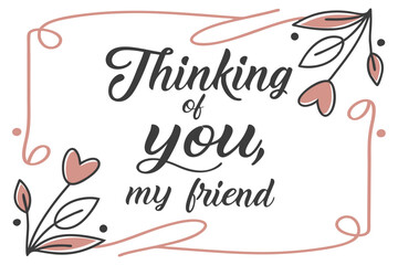 Clean vector design for a postcard with a thinking person illustration