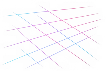 Luminescent intersecting lines forming dynamic abstract pattern, radiating energy against transparent backdrop