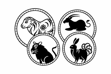 vector illustration of a set of animals