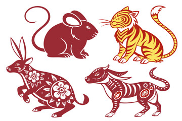 set of funny animals