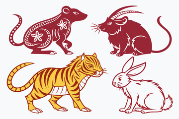 set of funny cartoon animals