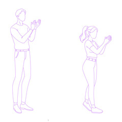 person clapping hands lineart outline illustration
