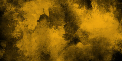 Colorful brown powder explosion on black background with stains and clouds .Old and grainy grunge texture with smoke.watercolor painted mottled brown background with vintage marbled textured design 