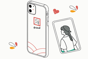 Personalized phone case graphic design template with custom photo or text