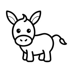 Cute cartoon donkey with big ears and a friendly expression
