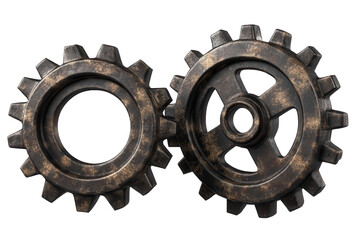 Closeup view of intricate metal gears showcasing detailed design and craftsmanship with rich textures and contrasts in a well-lit setting