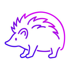 Cute cartoon hedgehog with purple gradient outline on a white background