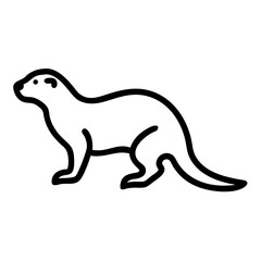 Simple black outline drawing of a playful otter on a white background