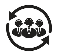 Customer service vector single icon with arrow on white background