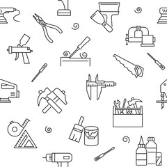 Seamless pattern with carpenter equipment