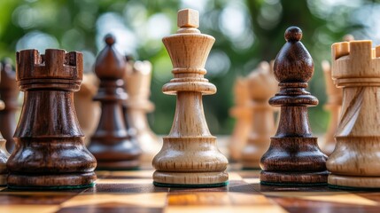 Fototapeta premium Strategic Chess Board Game for Financial Risk Management Insights
