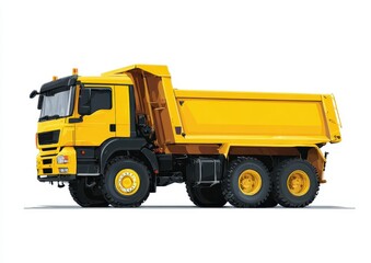Yellow dump truck isolated on white background