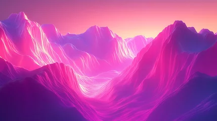 Fototapeten Abstract pink mountain range landscape with glowing edges for backgrounds and designs © Zada