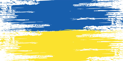 Brush painted grunge flag of country. Independence day of Ukraine. Abstract creative painted grunge brush flag background.Flag of Ukraine on an isolated white background. eps 10