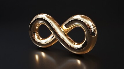 The golden infinity sign, sparkling and glowing