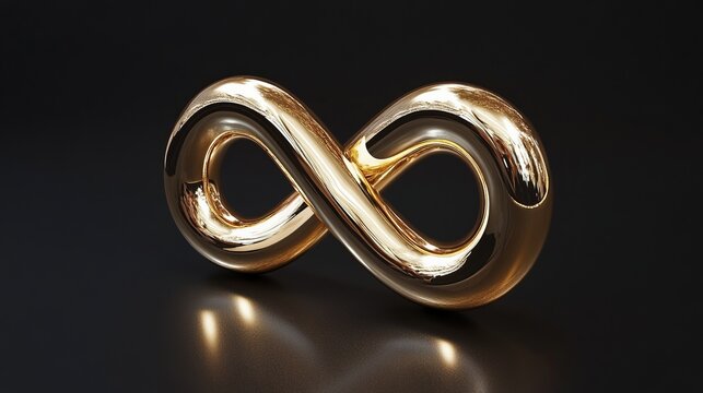The golden infinity sign, sparkling and glowing - Powered by Adobe