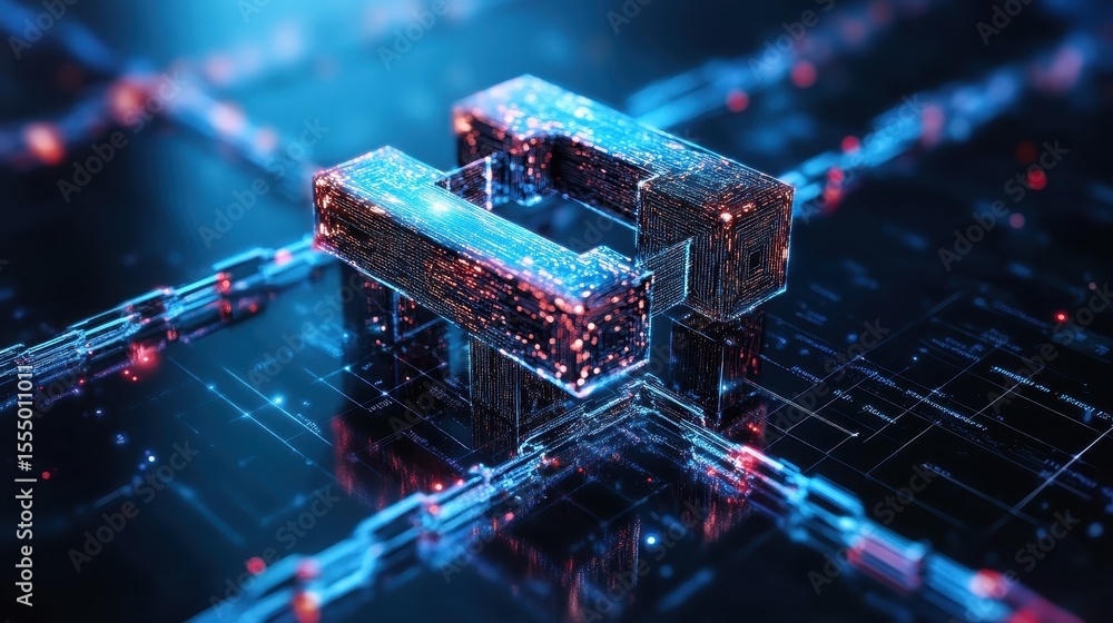 Poster innovative smart contract concept with blockchain technology visuals
